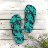 A pair of blue green flip flops