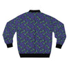 Back photo of bomber jacket with lizard print