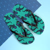 A pair of blue green flip flops